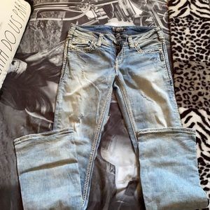 Silver jeans aiko boot cut distressed jeans
